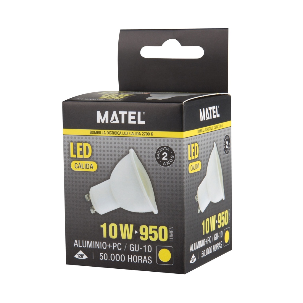 [GU10-4W-3] DICROICA LED GU10 4W 3000ºK LUZ CALIDA 323lm 120º IP20 DIFUSOR OPAL