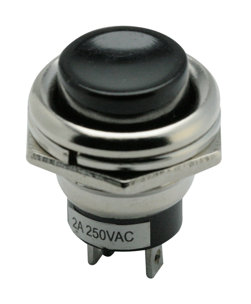 [INT-45070] PULSADOR METALICO 2A 250V CROMO BOTON NEGRO
