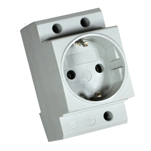 BASE ENCHUFE SCHUKO 2P+T 16A 230VAC PARA CARRIL DIN 2MOD